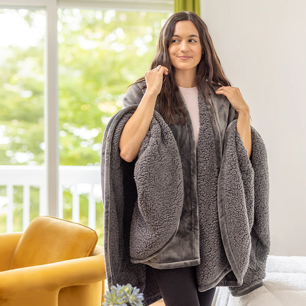 Heated VelvetLoft® Sherpa Wearable Throw - Image 16