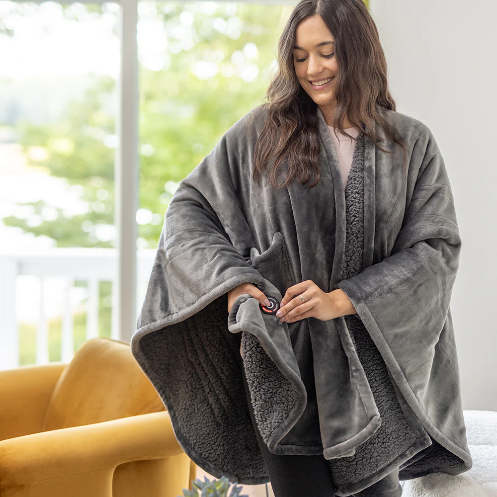 Heated VelvetLoft® Sherpa Wearable Throw - Image 9